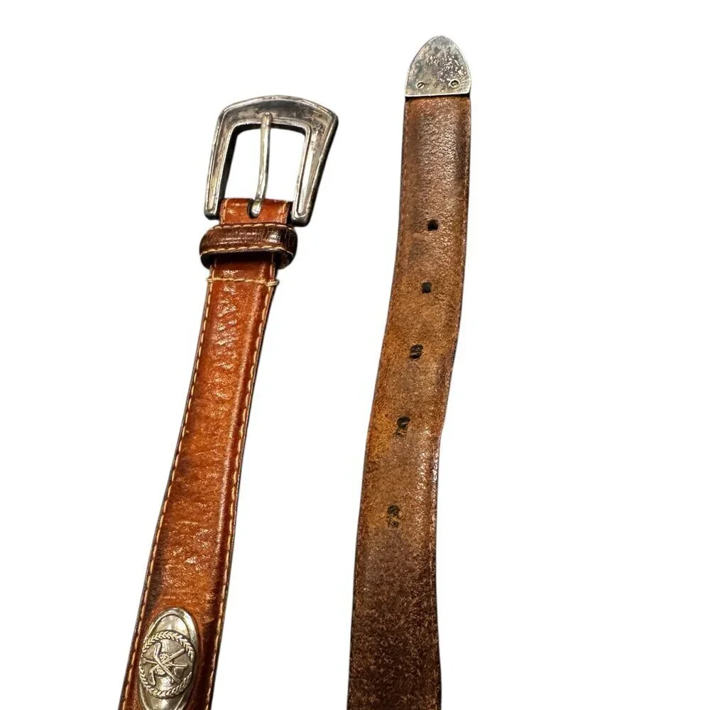 Vintage Fossil Belt – Italian Full Grain Leather w/ Golf Medallions – Size 38